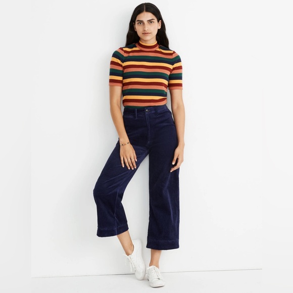 Madewell Pants - Madewell Emmett Wide Leg Crop Pants in Corduroy dark blue size 27